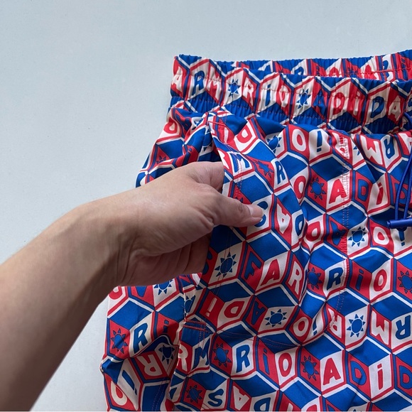 Adidas x FARM Rio Pacer Shorts, Color Bright Red / Signal Cyan, Size M, NWT - Picture 11 of 16